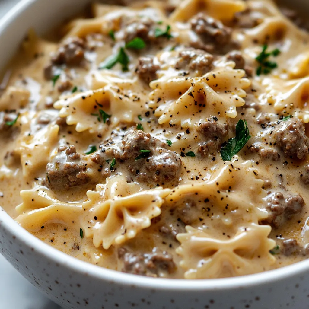 A bowl of pasta with meat and cheese.