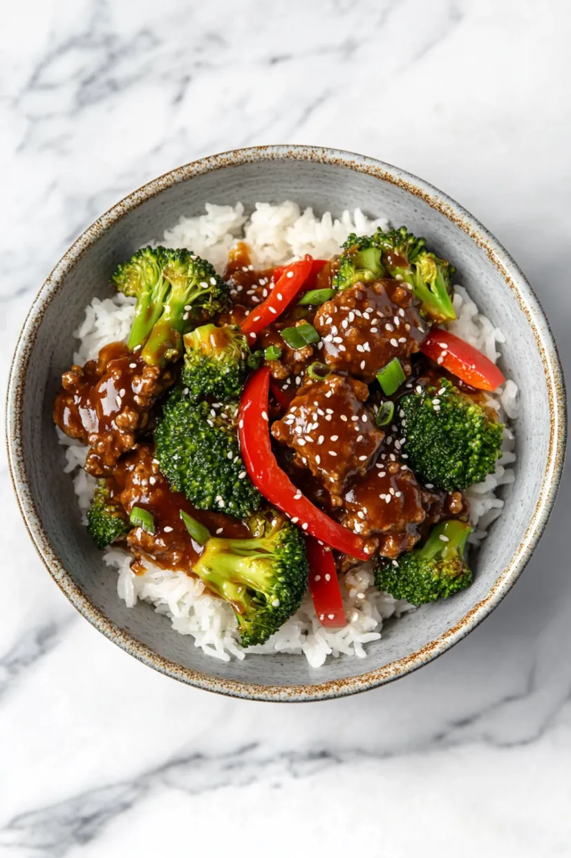 A bowl of rice and broccoli.