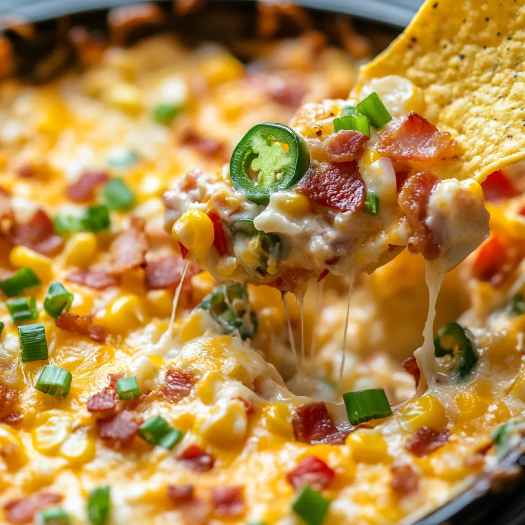 A bowl filled with cheesy dip and a spoon ready to scoop.