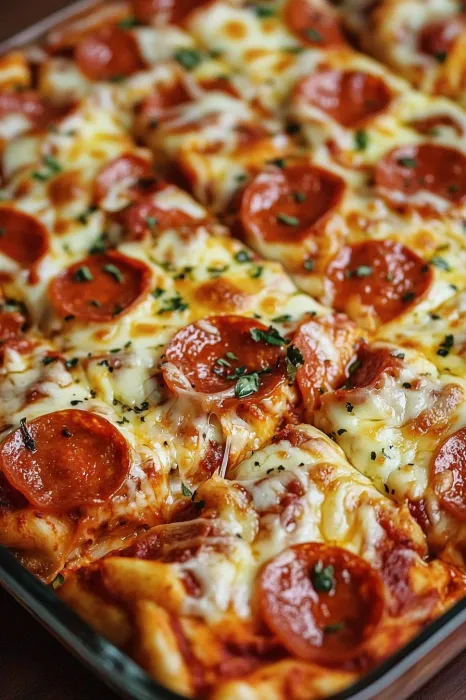 A pizza topped with lots of cheese and pepperoni.
