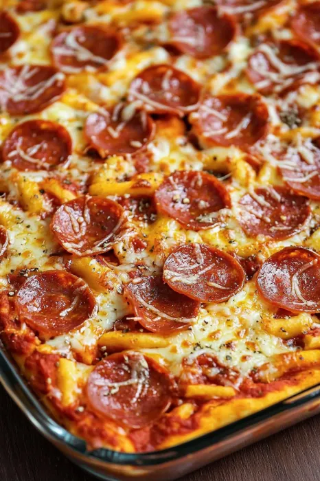 A pizza topped with lots of cheese and pepperoni.