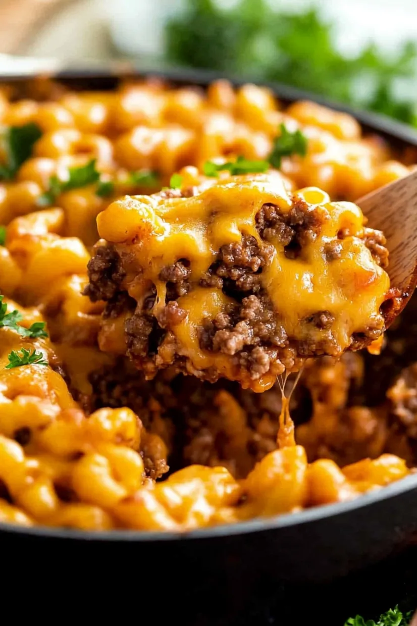 Macaroni and cheese on a spoon.