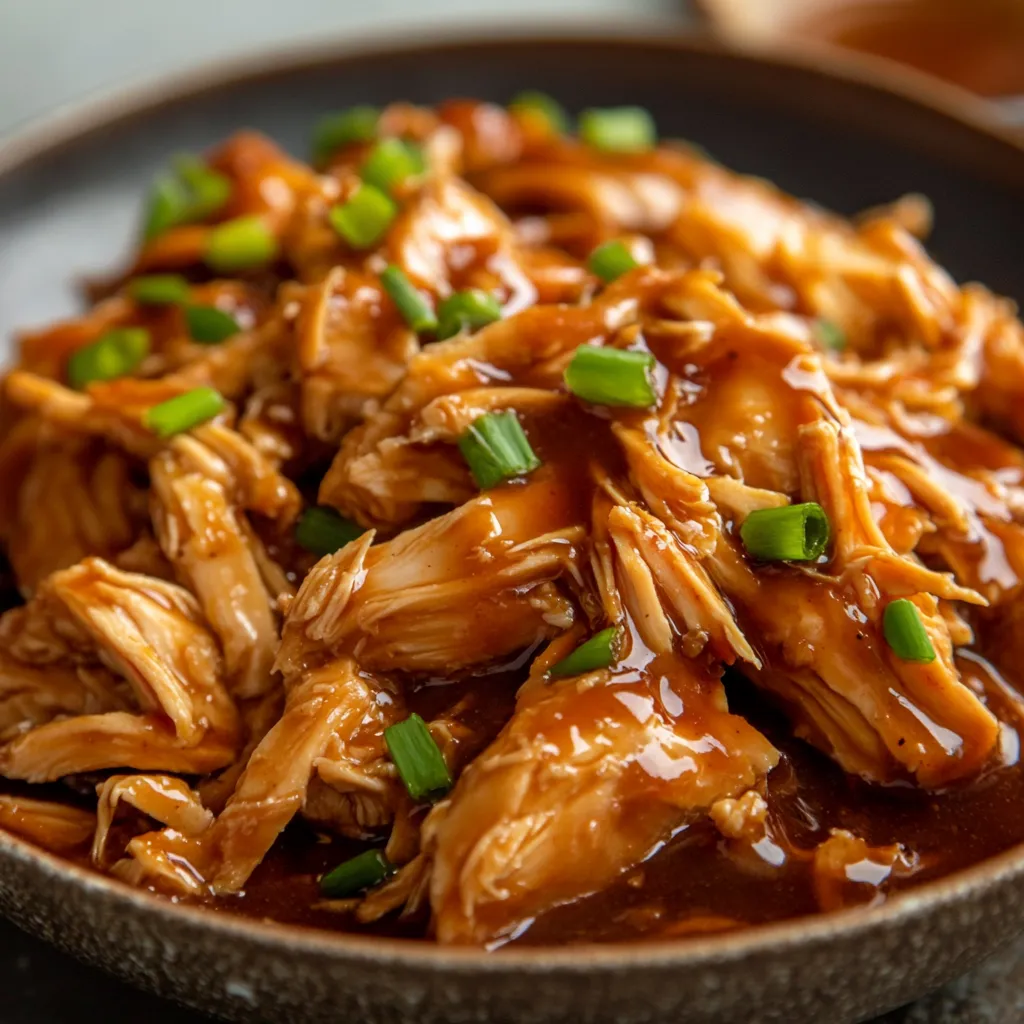 Bowl packed with chicken and rich sauce.