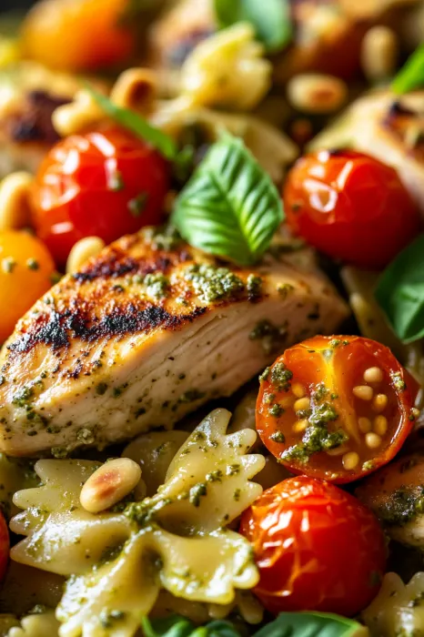 A plate packed with tomatoes, chicken, and spinach on the side.