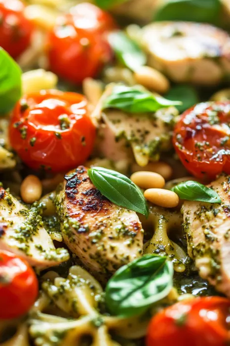 A plate topped with tomatoes, chicken, beans, plus spinach on the side.