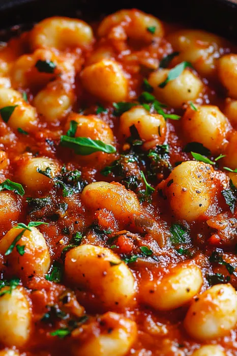 A plate piled with saucy pasta, zoomed in and close up.