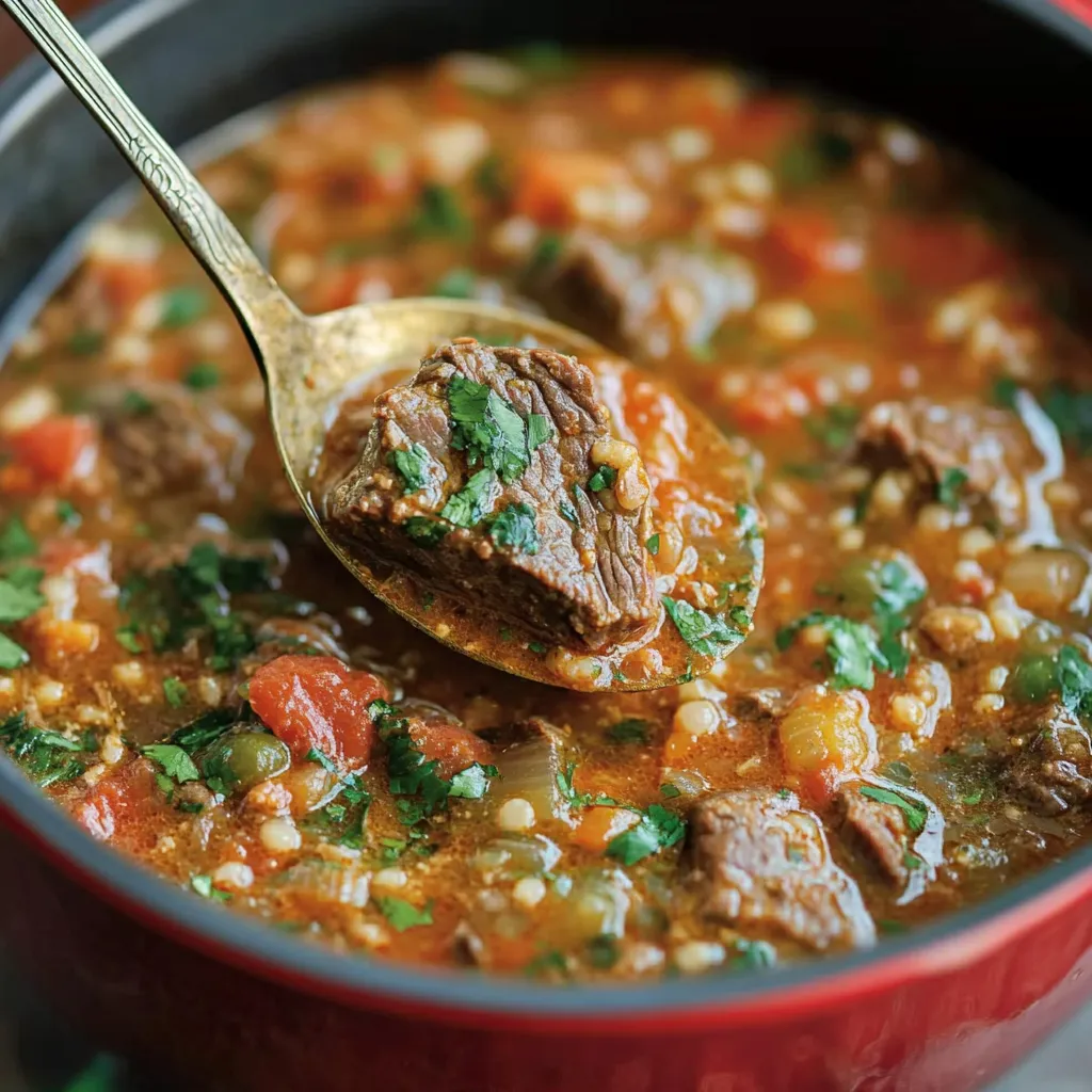 Soup sits in a bowl, spoon ready.
