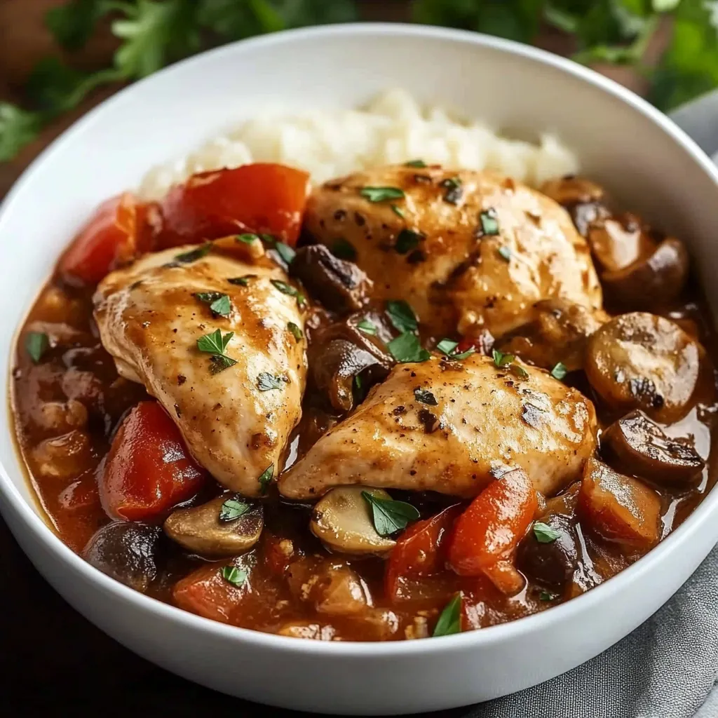 A bowl of chicken and rice.