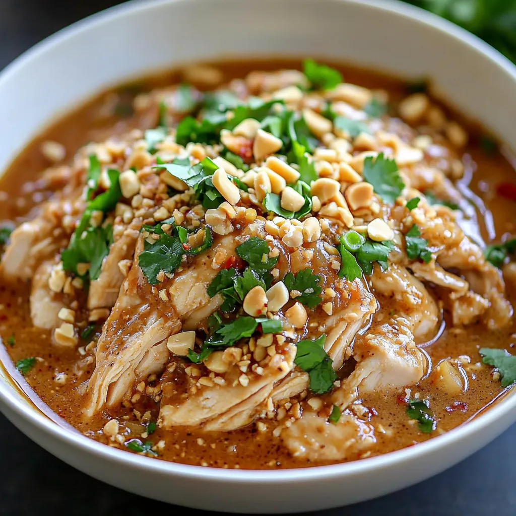 A bowl of soup with nuts and herbs.