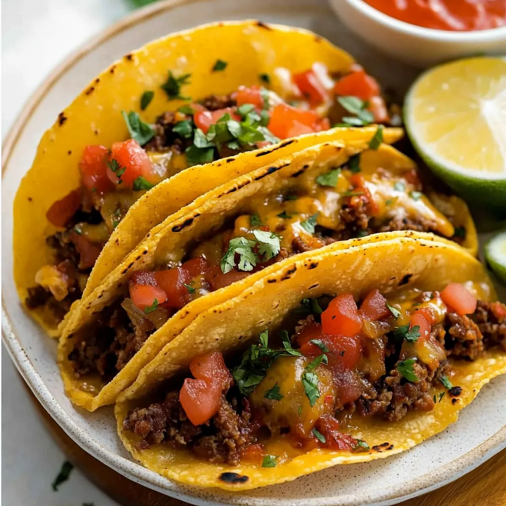 A plate of tacos with tomatoes, lettuce, and cheese.