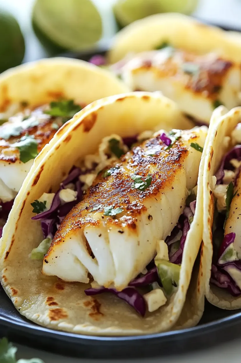 Fish tacos with a side of coleslaw.