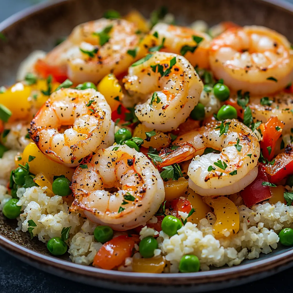 A bowl of shrimp and peas.