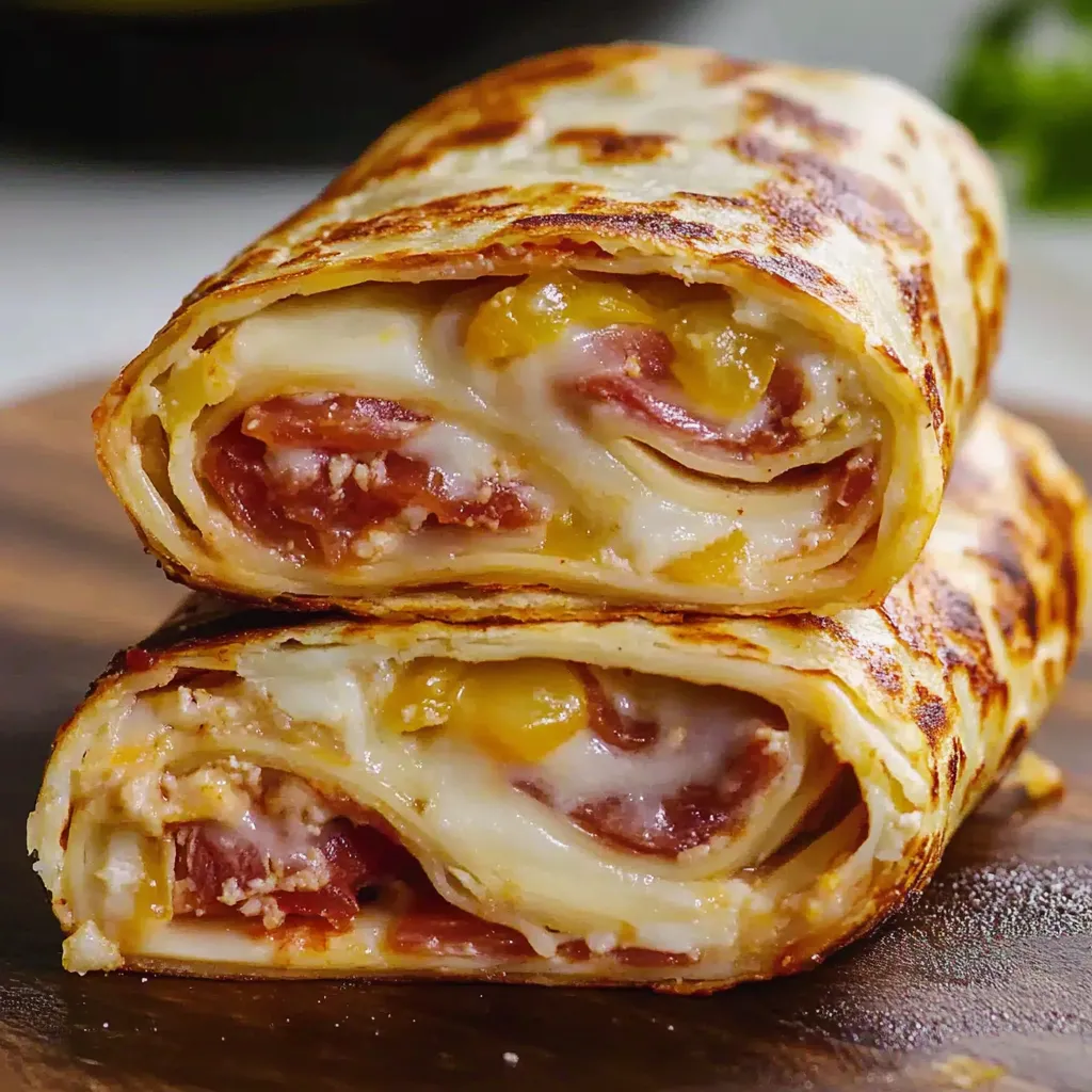 A sandwich with meat and cheese.