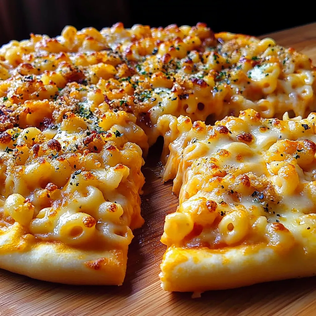 A slice of macaroni and cheese pizza.