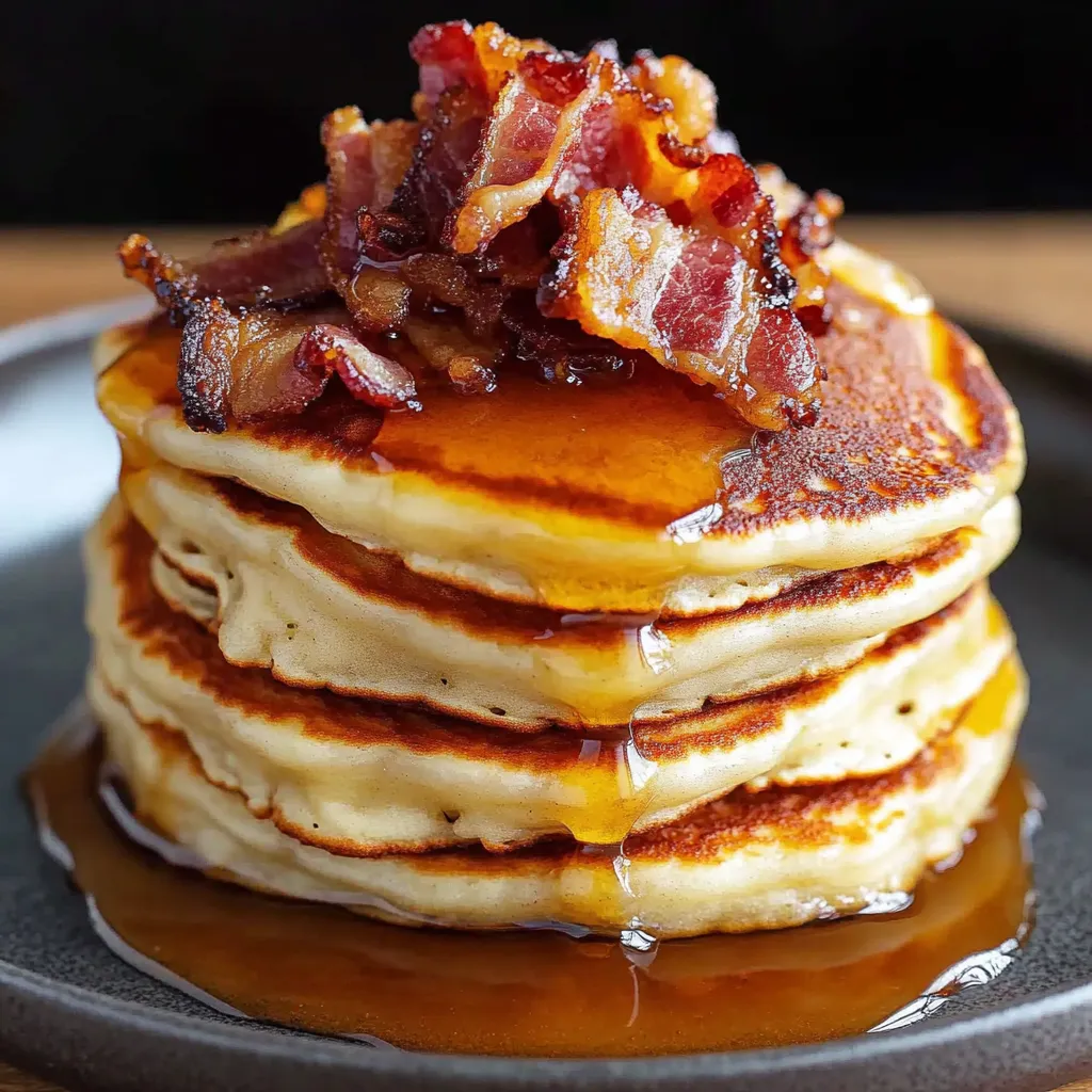 Bacon pancakes on a plate.