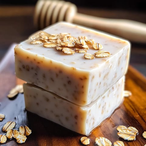 A block of honey and oatmeal soap.