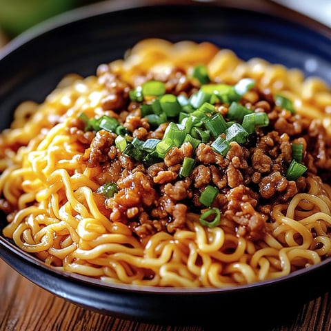 A delicious noodle bowl with fresh veggies and meat.