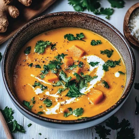 A spoon dipping into a bowl of creamy soup.